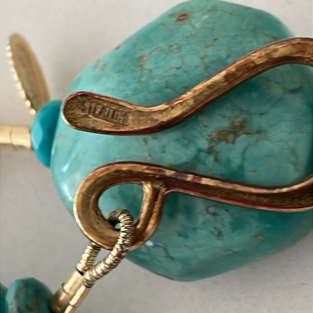 Green Turquoise Large Stone Strand Necklace - Picture 11 of 12